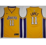 Men Nike Los Angeles Lakers #11 Brook Lopez Gold NBA Swingman Jersey