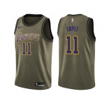 Men Nike Los Angeles Lakers #11 Brook Lopez Green Salute to Service NBA Swingman Jersey