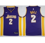 Men Nike Los Angeles Lakers #2 Lonzo Ball Purple NBA Swingman Jersey