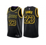 Men Nike Los Angeles Lakers #23 LeBron James Black NBA Swingman City Edition Jerse