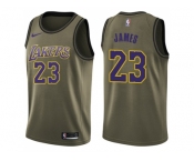 Men Nike Los Angeles Lakers #23 LeBron James Green NBA Swingman Salute to Service Jersey