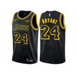 Men Nike Los Angeles Lakers #24 Kobe Bryant Authentic Black City Edition NBA Jersey