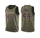 Men Nike Los Angeles Lakers #44 Jerry West Green Salute to Service NBA Swingman Jersey