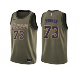 Men Nike Los Angeles Lakers #73 Dennis Rodman Green Salute to Service NBA Swingman Jersey