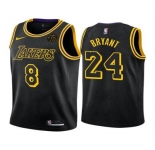 Men Nike Los Angeles Lakers 8/24 Kobe Bryant Swingman Black NBA Jersey City Edition