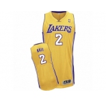 Men's Adidas Los Angeles Lakers #2 Lonzo Ball Authentic Gold Home NBA Jersey