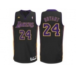 Men's Adidas Los Angeles Lakers #24 Kobe Bryant Authentic Black(Purple NO.) NBA Jersey