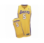 Men's Adidas Los Angeles Lakers #5 Jose Calderon Authentic Gold Home NBA Jersey