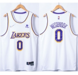Men's Los Angeles Lakers #0 Russell Westbrook 75th Anniversary Bibigo White Stitched Basketball Jersey