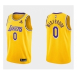 Men's Los Angeles Lakers #0 Russell Westbrook 75th Anniversary Diamond Gold 2021 Stitched Basketball Jersey