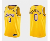 Men's Los Angeles Lakers #0 Russell Westbrook 75th Anniversary Diamond Gold 2021 Stitched Basketball Jersey