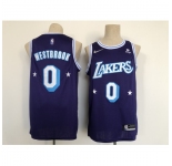 Men's Los Angeles Lakers #0 Russell Westbrook Nike Purple 2021-22 Swingman City Jersey
