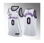 Men's Los Angeles Lakers #0 Russell Westbrook White City Edition Stitched Basketball Jersey