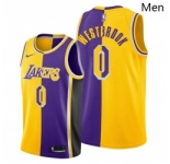 Men's Los Angeles Lakers #0 Russell Westbrookgold purple split edition jersey