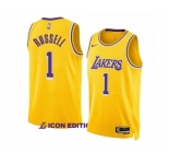 Men's Los Angeles Lakers #1 D’Angelo Russell Yellow Stitched Basketball Jersey