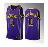 Men's Los Angeles Lakers #11 Jalen Hood-Schifino Purple 2023 Draft Statement Edition Stitched Basketball Jersey