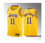 Men's Los Angeles Lakers #11 Jalen Hood-Schifino Yellow 2023 Draft Icon Edition Stitched Basketball Jersey