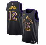 Men's Los Angeles Lakers #12 Jake LaRavia Black 2025-26 City Edition Stitched Basketball Jersey