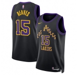 Men's Los Angeles Lakers #15 Austin Reaves Black 2025-26 City Edition Stitched Basketball Jersey