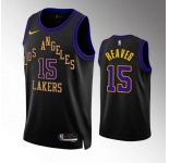 Men's Los Angeles Lakers #15 Austin Reaves Black City 2023-24 Swingman Stitched Jersey
