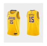 Men's Los Angeles Lakers #15 Austin Reaves Gold Stitched Jersey