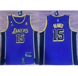 Men's Los Angeles Lakers #15 Austin Reaves Purple With NO.6 Patch Stitched Basketball Jersey