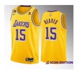 Men's Los Angeles Lakers #15 Austin Reaves Yellow Edition With NO.6 Patch Stitched Basketball Jersey