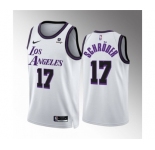 Men's Los Angeles Lakers #17 Dennis Schroder White City Edition Stitched Basketball Jersey