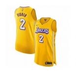 Men's Los Angeles Lakers #2 Derek Fisher Authentic Gold 2019-20 City Edition Basketball Jersey