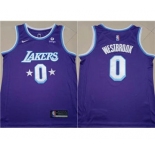 Men's Los Angeles Lakers 2021-22 City Ediition #0 Russell Westbrook Purple Stitched Basketball Jersey
