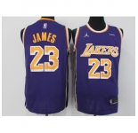 Men's Los Angeles Lakers #23 LeBron James Authentic Purple Jerseys