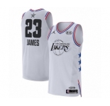 Men's Los Angeles Lakers #23 LeBron James Authentic White 2019 All-Star Game Basketball Jersey