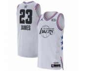 Men's Los Angeles Lakers #23 LeBron James Authentic White 2019 All-Star Game Basketball Jersey