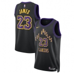 Men's Los Angeles Lakers #23 LeBron James Black 2025-26 City Edition Stitched Basketball Jersey