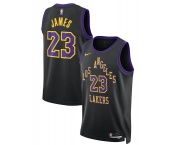 Men's Los Angeles Lakers #23 LeBron James Black 2025-26 City Edition Stitched Basketball Jersey
