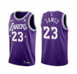 Men's Los Angeles Lakers #23 LeBron James Purple 2021-22 City Edition Stitched Jersey