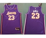 Men's Los Angeles Lakers #23 LeBron James Purple 2025 Statement Edition Stitched Basketball Jersey1