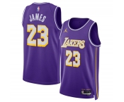 Men's Los Angeles Lakers #23 LeBron James Purple 2025 Statement Edition Stitched Basketball Jersey