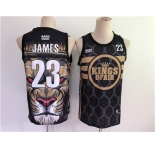 Men's Los Angeles Lakers #23 LeBron James Swingman Black Lion Edition Basketball Jersey