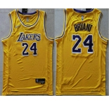 Men's Los Angeles Lakers #24 Kobe Bryant 75th Anniversary Diamond Gold 2021 Stitched Basketball Jersey