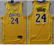 Men's Los Angeles Lakers #24 Kobe Bryant 75th Anniversary Diamond Gold 2021 Stitched Basketball Jersey