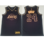Men's Los Angeles Lakers #24 Kobe Bryant Authentic Black Gold  Basketball Jersey