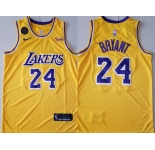 Men's Los Angeles Lakers #24 Kobe Bryant Authentic Gold  Commemorative Edition Jersey