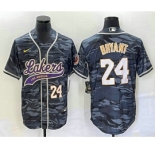 Men's Los Angeles Lakers #24 Kobe Bryant Black Camo With Patch Cool Base Stitched Baseball Jersey