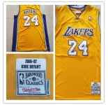 Men's Los Angeles Lakers #24 Kobe Bryant  Gold Mitchell & Ness 2006-07  Basketball Jersey