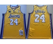 Men's Los Angeles Lakers #24 Kobe Bryant Yellow 2009-10 Stitched Throwback Basketball Jersey