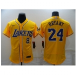 Men's Los Angeles Lakers #24 Kobe Bryant Yellow Elite Jersey