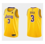 Men's Los Angeles Lakers #3 Anthony Davis 75th Anniversary Diamond Gold 2021 Stitched Basketball Jersey