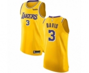 Men's Los Angeles Lakers #3 Anthony Davis Authentic Gold Basketball Jersey - Icon Edition