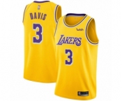 Men's Los Angeles Lakers #3 Anthony Davis Swingman Gold Basketball Jersey - Icon Edition